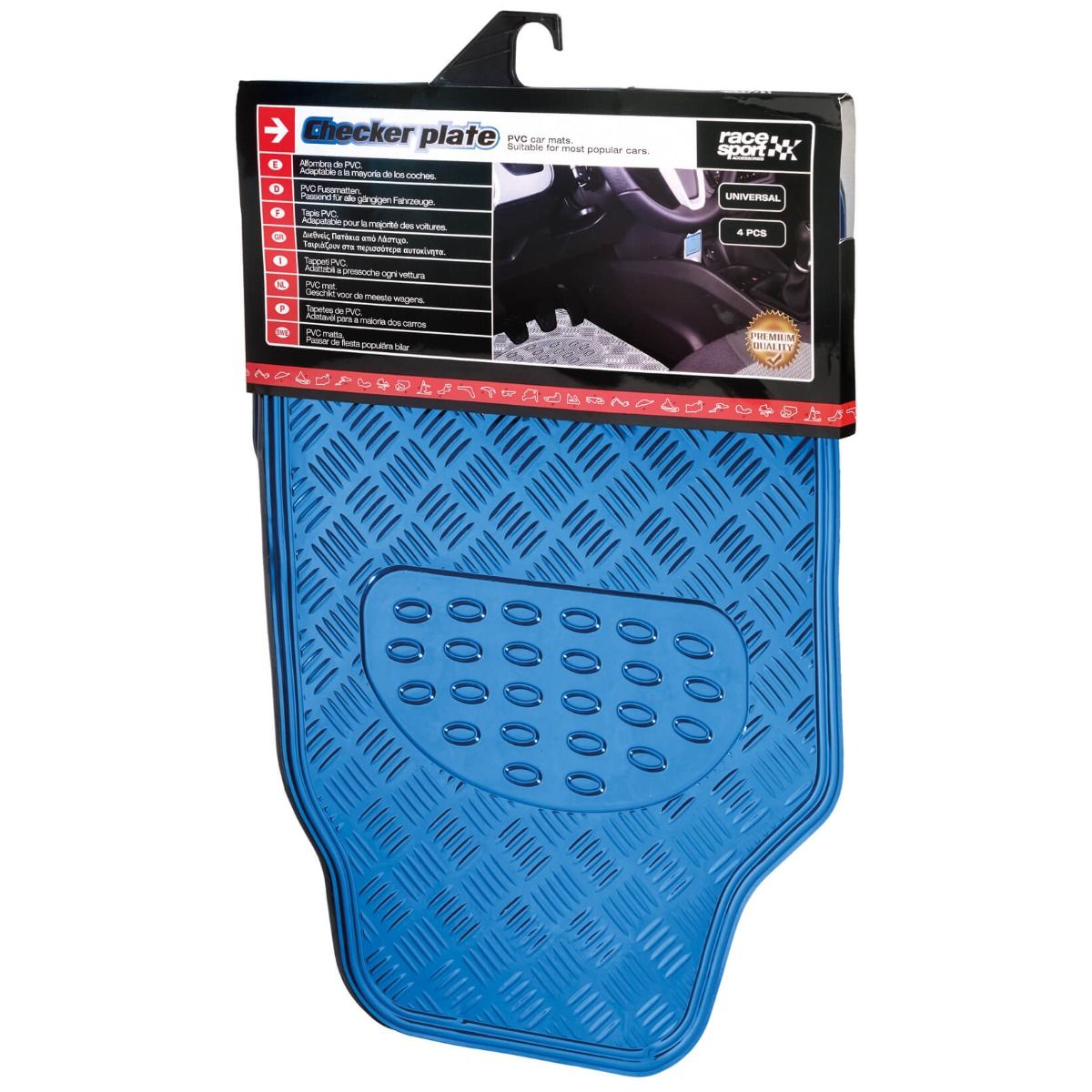 Universal Aluminium Look Heavy Duty Car Mats - Blue