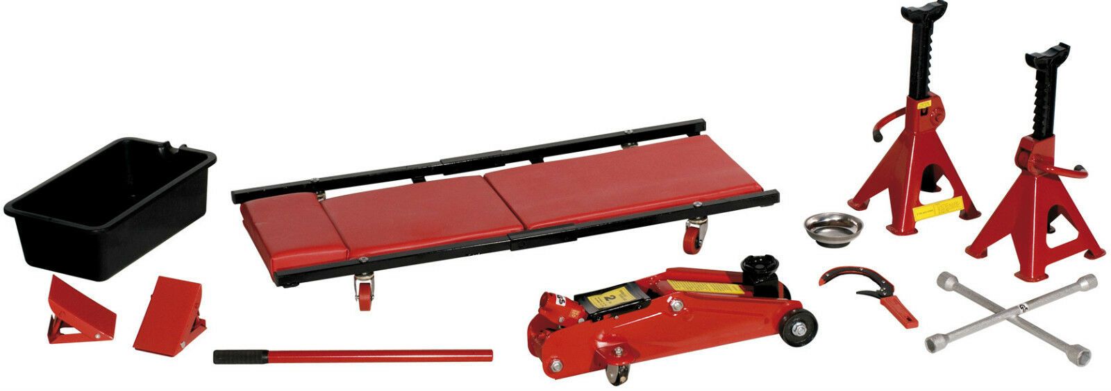 10 Piece 2 Tonne Hydraulic Trolley Jack, Axel Stand and Chock Ultimate Car Lift Kit