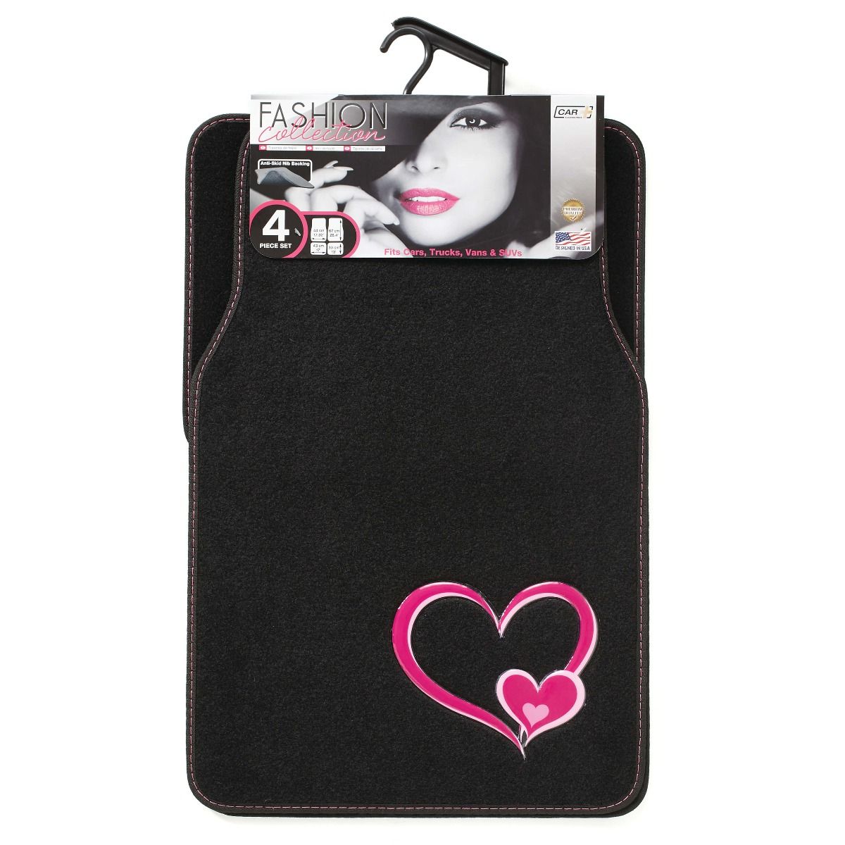 Universal Velour Carpet Car Floor Mats - Heart