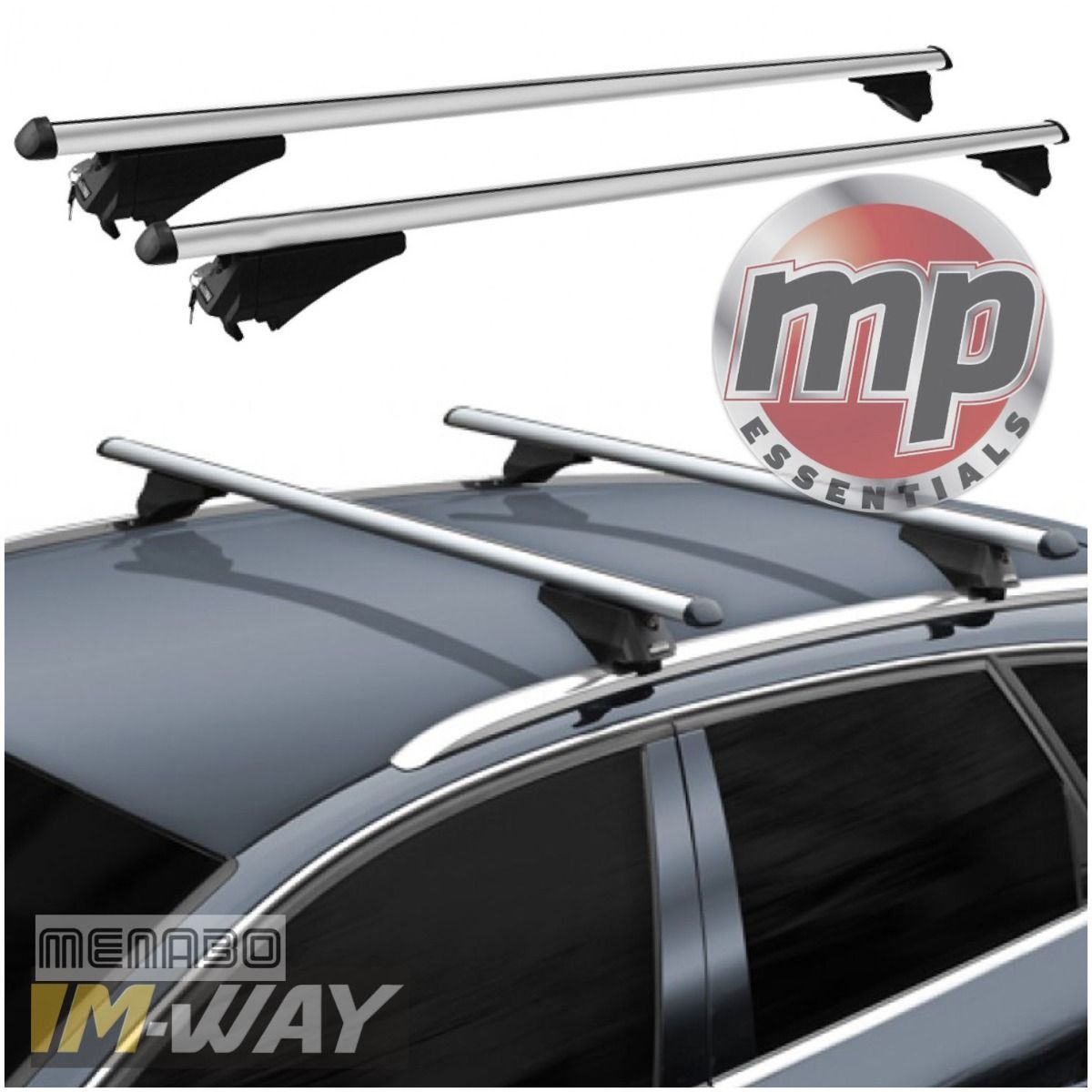 M-Way Avia Universal Aluminium Roof Bars 1.35m for Integrated And Raised Roof Rails