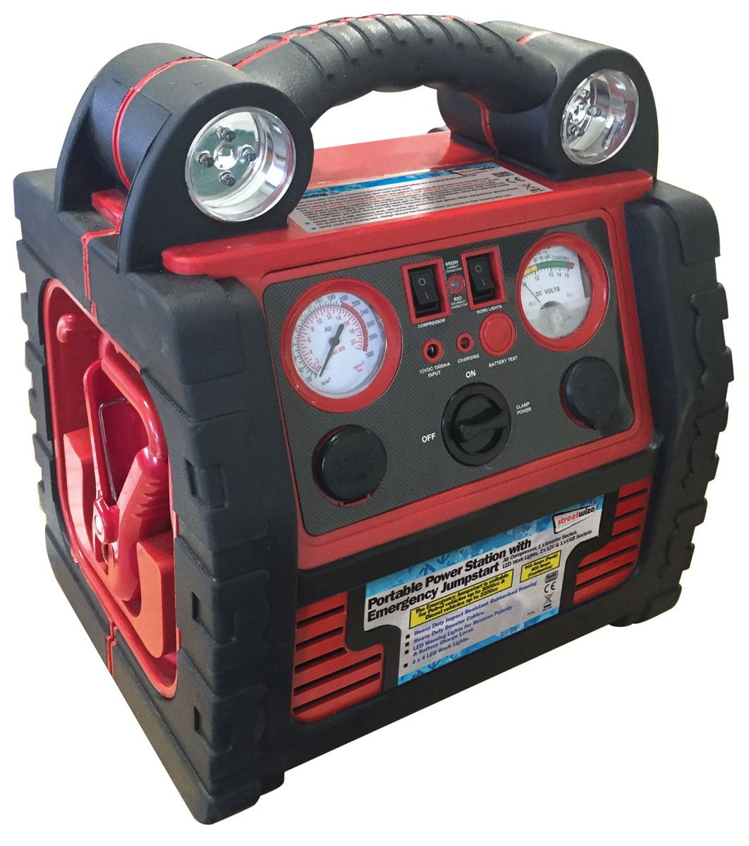 Streetwize 12v 900A Power Pack with Emergency Jumpstart, Inverter & Air Compressor