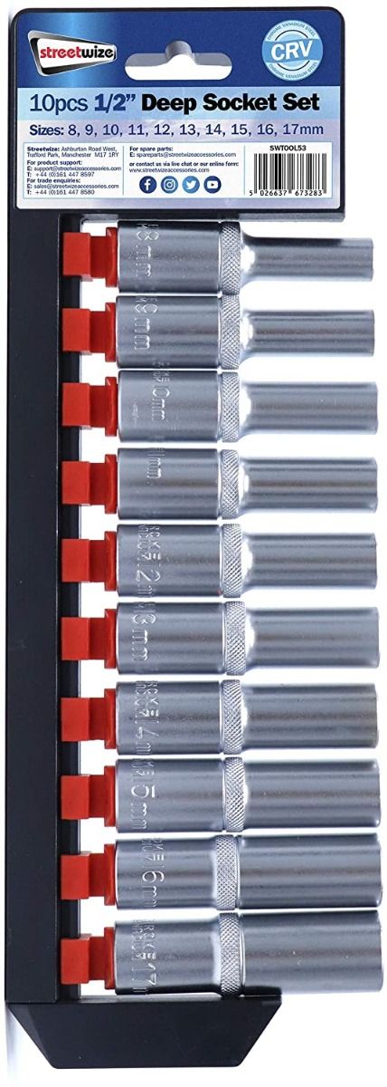 Streetwize 1/2" Deep Socket Set