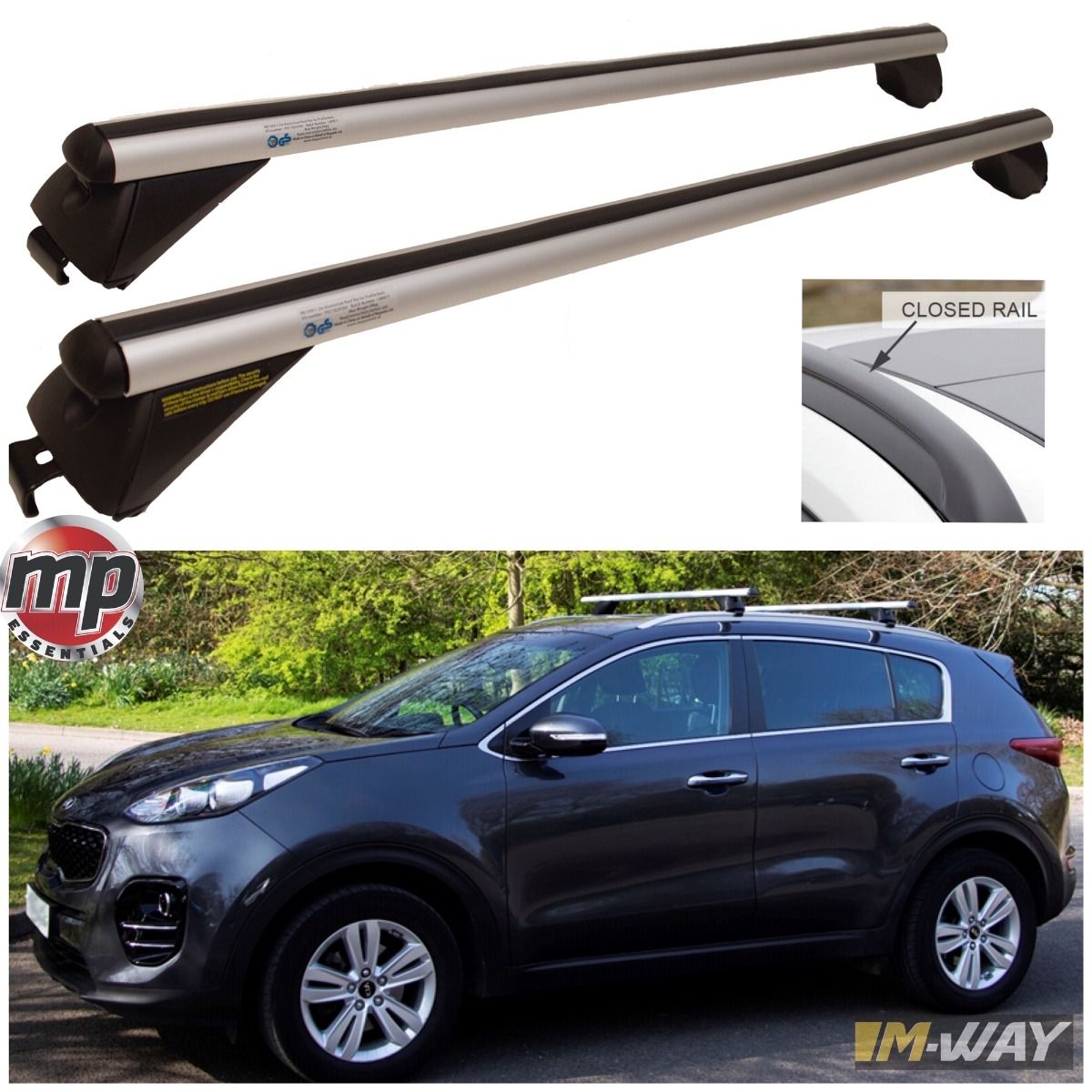 Maypole 1.2m 90kg Locking Aluminium Car Roof Bars Cross for Profile Flush Rails