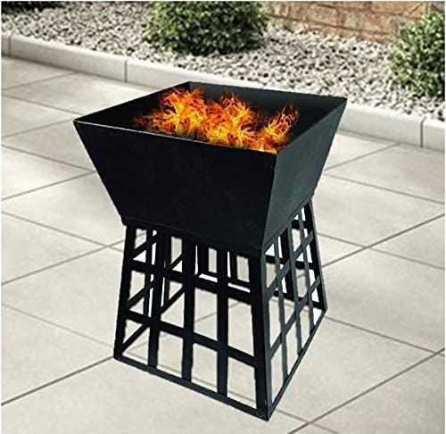 Schallen Outdoor Charcoal Wood Burner Square Fire Pit Heater with BBQ