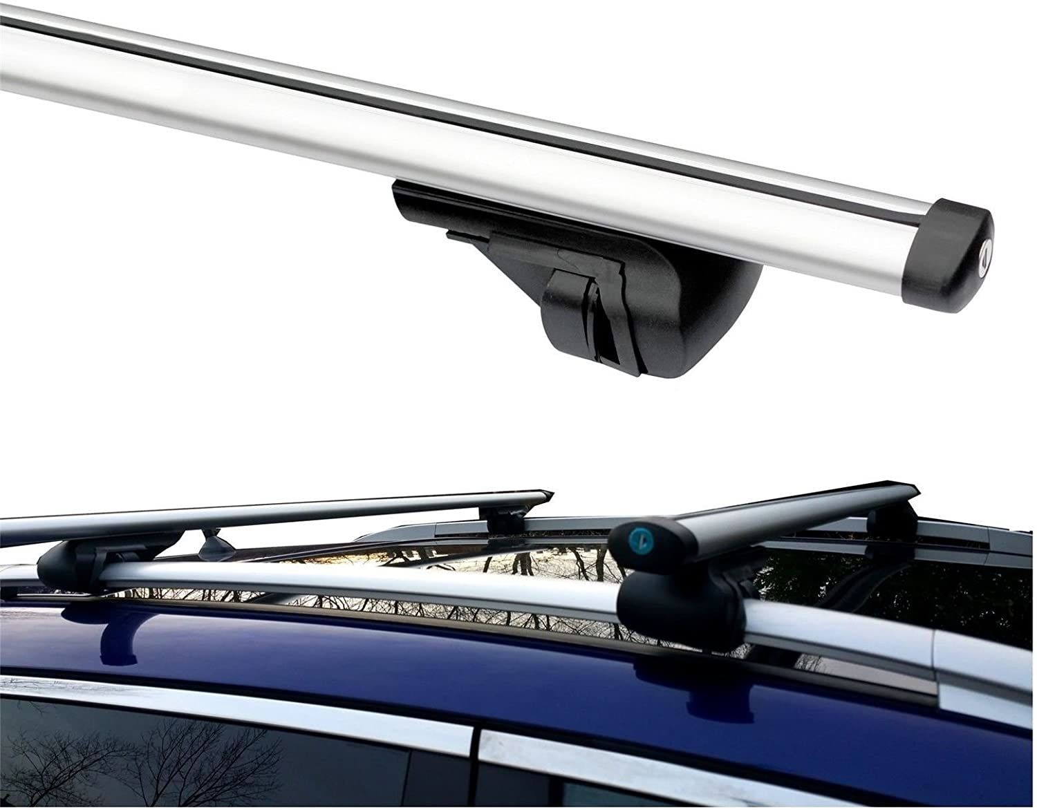 Summit 120cm Aluminum Lockable Roof Bars to Fit Cars with Raised Running Rails