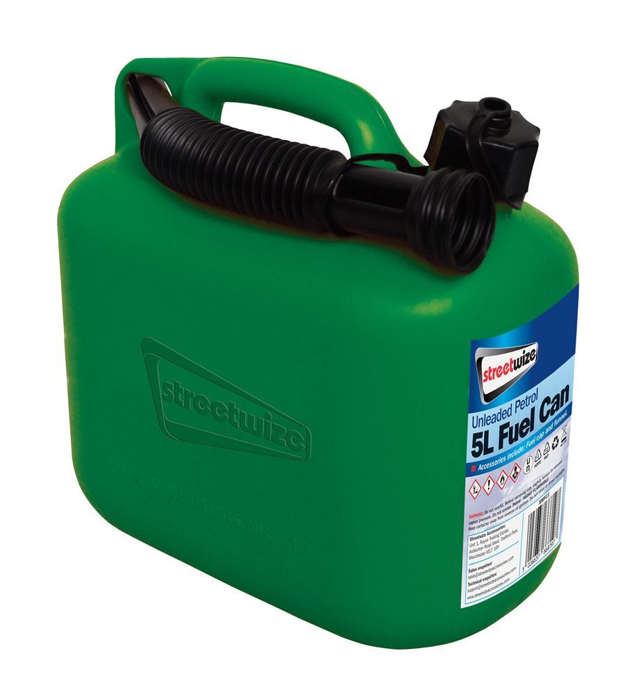 Streetwize 5L Plastic Jerry Fuel Can Container and Funnel for Petrol